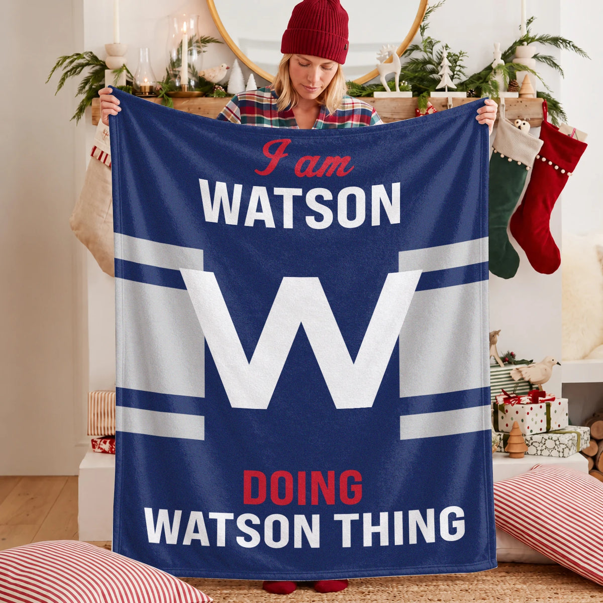 I'm Name Doing Name Things Navy Fleece Blanket WATSON 13K1 BK51