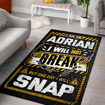 ADRIAN Motivational Rug – Black & Yellow Quote Carpet for Living Room 13K1-AR1
