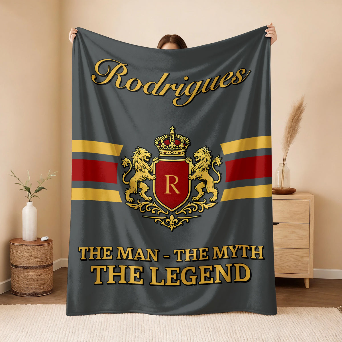 The Man The Myth The Legend Blue & Gold Fleece Blanket RODRIGUES 13K1 BK07