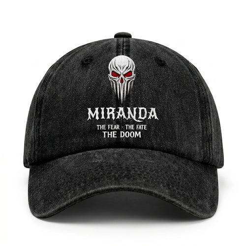 Your Name The Fear The Fate The Doom Skull Washed Cap MIRANDA 13K1 C98PF