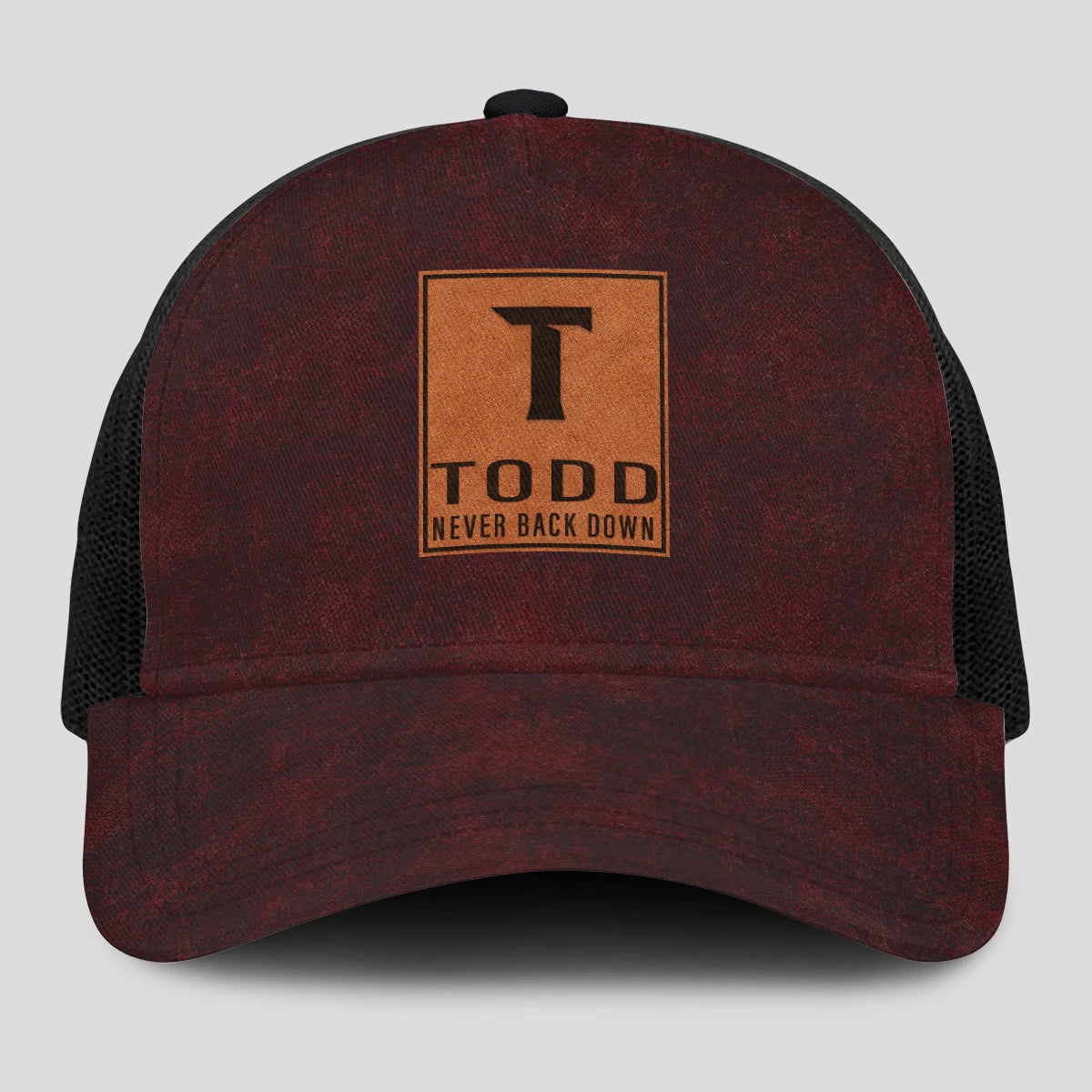 Never Back Down Burgundy And Black Mesh Cap TODD 13K1 C208PF
