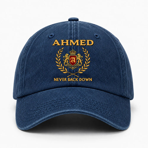 Never Back Down Royal Blue Denim Cap AHMED 13K1 C60PF