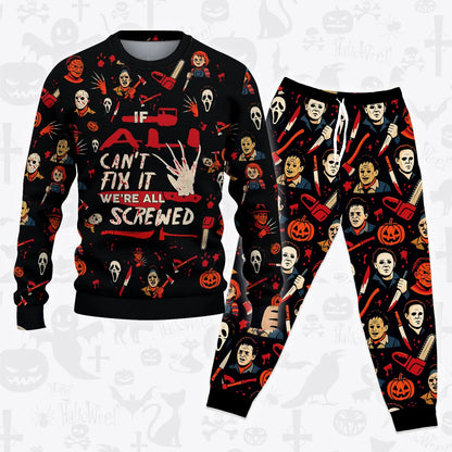 ALI Horror Halloween Pajamas Set Cozy Sweater & Pants Sleepwear 13K1-HL1