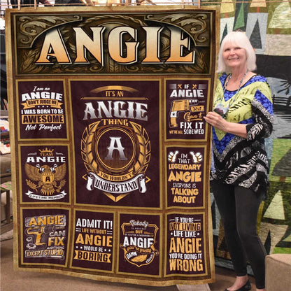 ANGIE Personalized Blanket | Custom Name Cozy Throw Gift 13K1-BK4