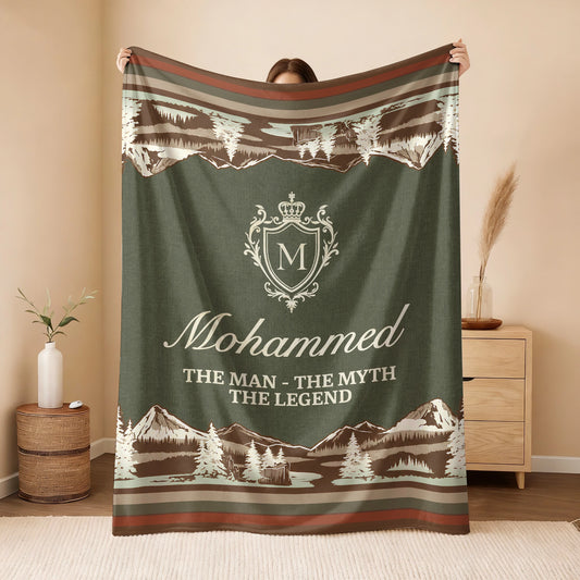 The Man The Myth The Legend Deer In Forest Brown Fleece Blanket MOHAMMED 13K1 BK10