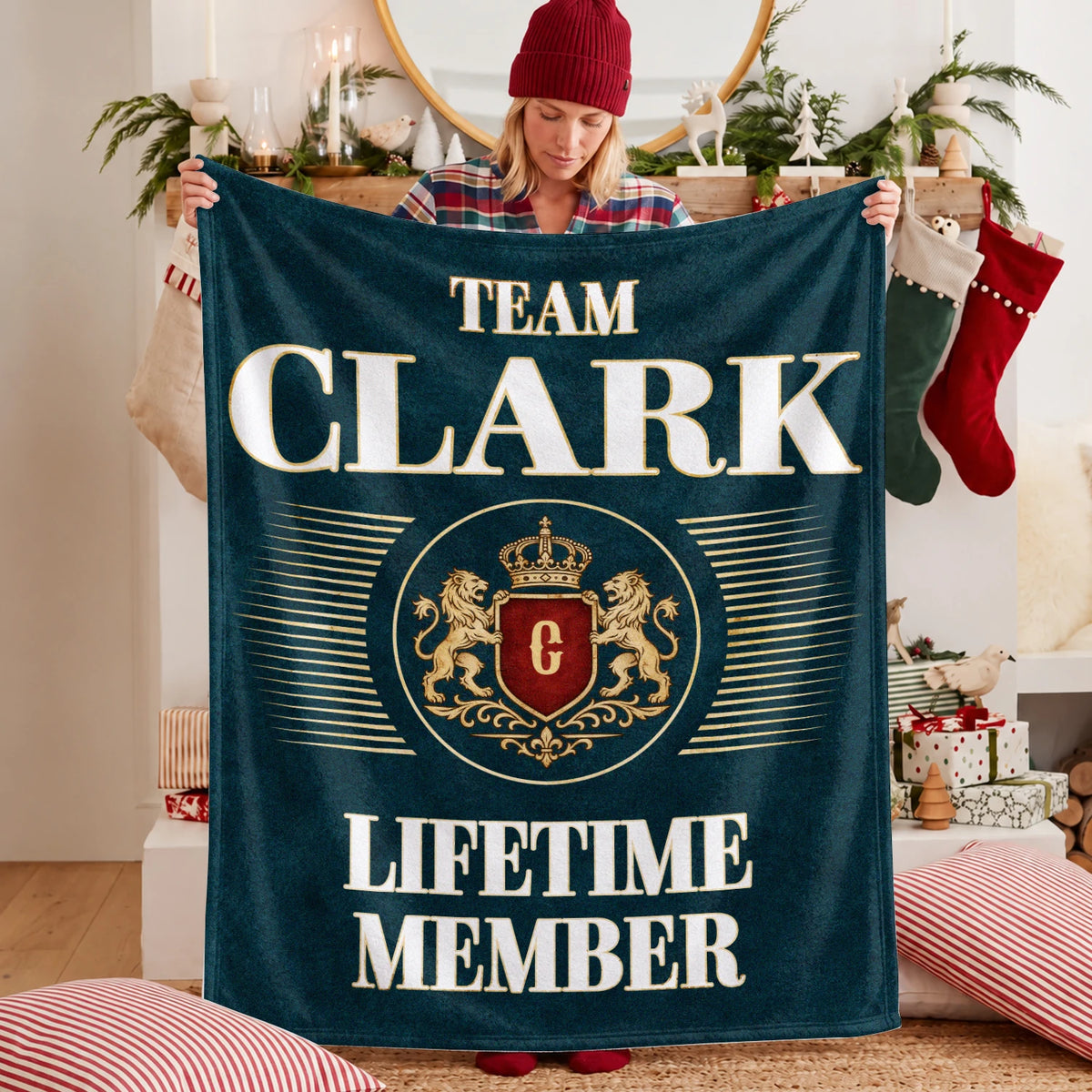 Team Your Name Lifetime Member Sage Green Fleece Blanket CLARK 13K1 BK42