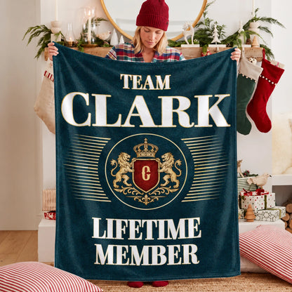 Team Your Name Lifetime Member Sage Green Fleece Blanket CLARK 13K1 BK42