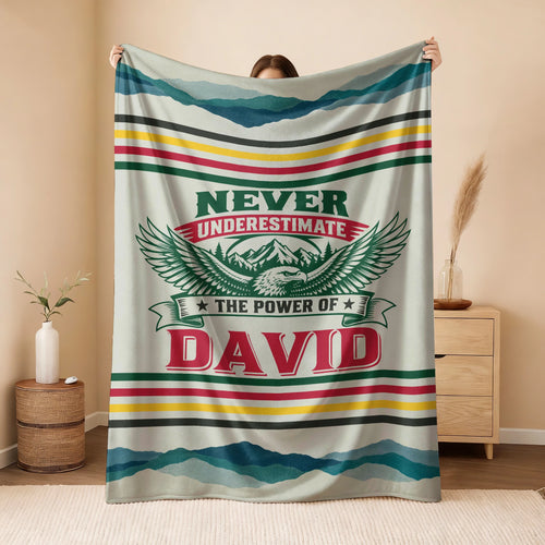 Never Underestimate Your Name Vintage Mountain Fleece Blanket DAVID 13K1 BK44