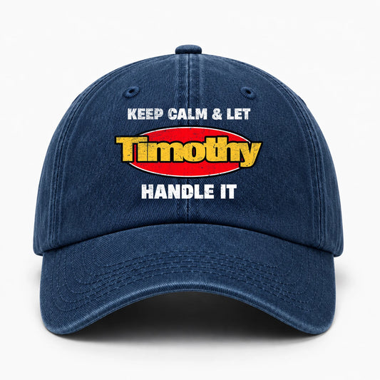 Keep Calm & Let Your Name Handle It Yellow And Red Logo Washed Cap TIMOTHY 13K1 C172PF
