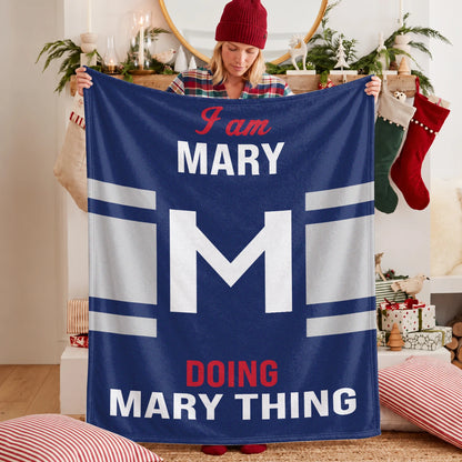 I'm Name Doing Name Things Navy Fleece Blanket MARY 13K1 BK51