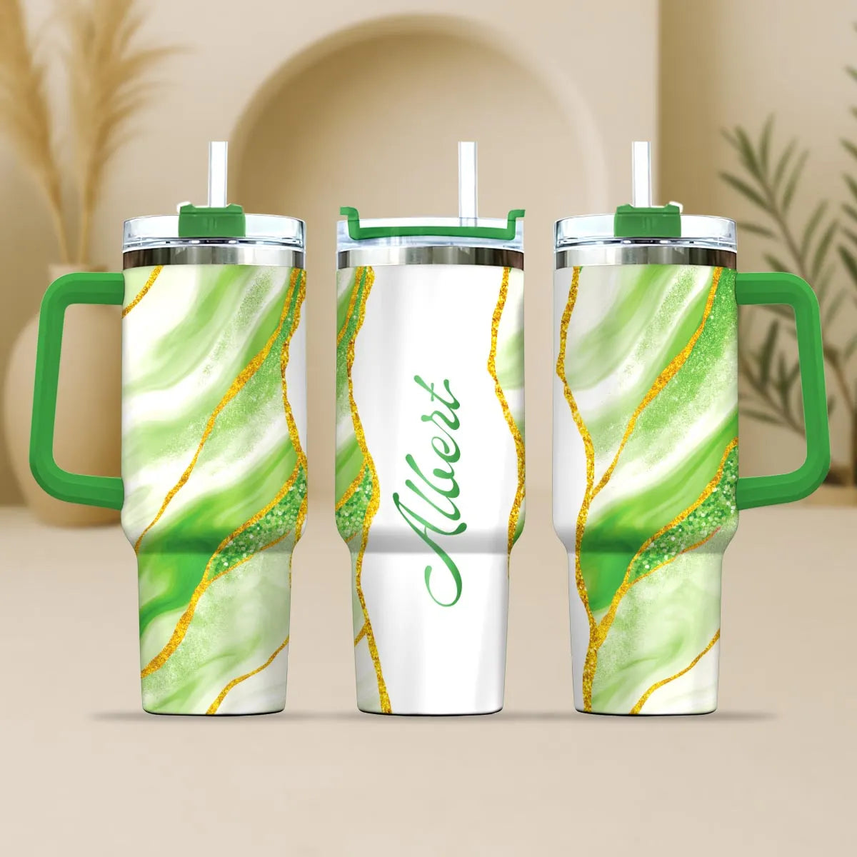 ALBERT 40oz Personalized Tumbler Cup with Straw | Custom Stainless Steel Mug 13K1-TB1
