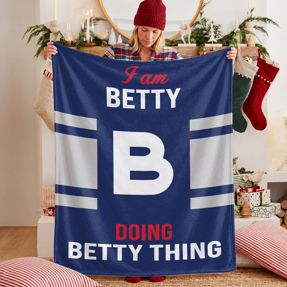 I'm Name Doing Name Things Navy Fleece Blanket BETTY 13K1 BK51