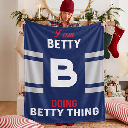 I'm Name Doing Name Things Navy Fleece Blanket BETTY 13K1 BK51