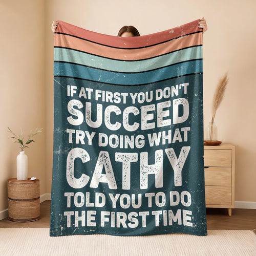If At First You Don’t Succeed Retro Green Fleece Blanket CATHY 13K1 BK29