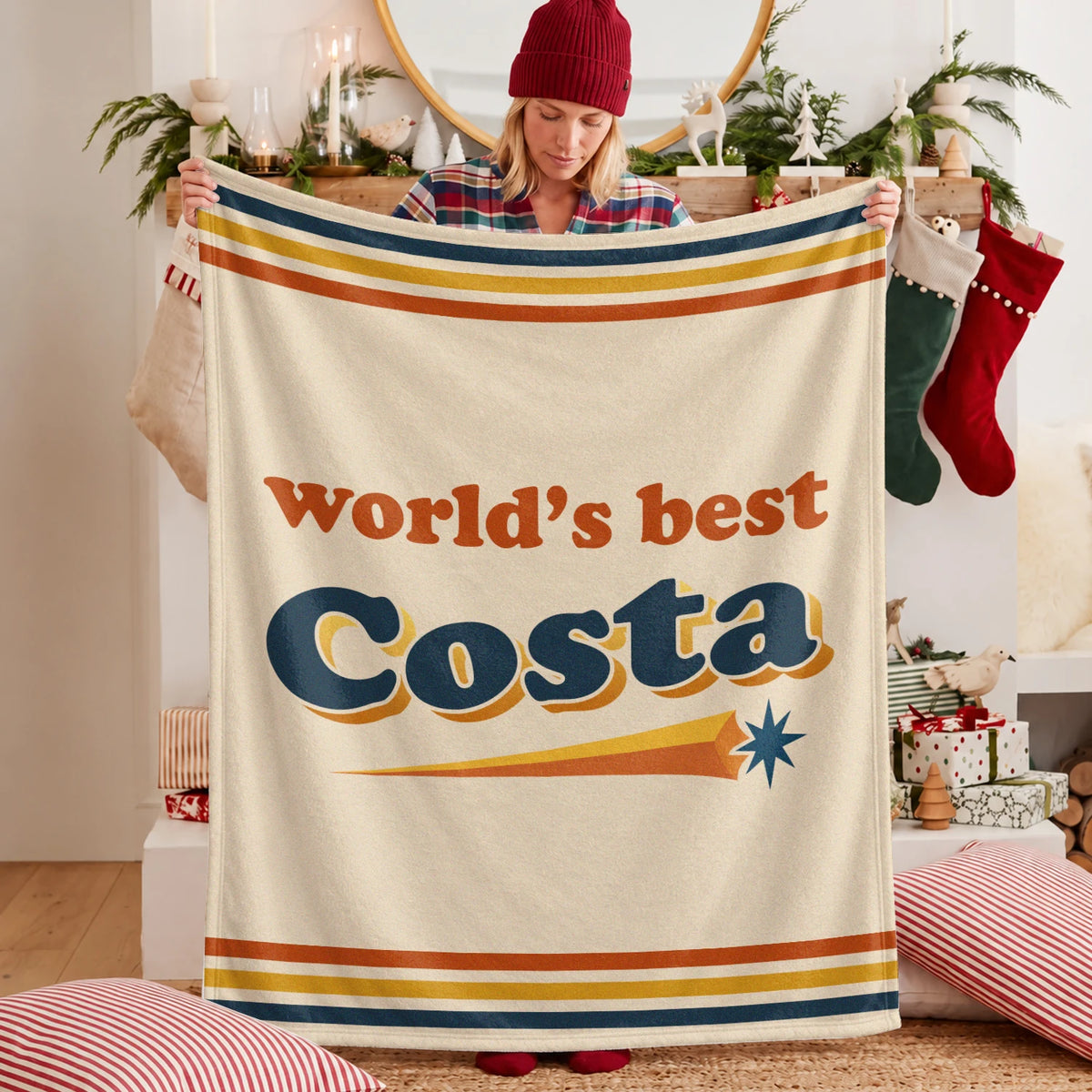 World's Best Your Name Retro Fleece Blanket COSTA 13K1 BK64