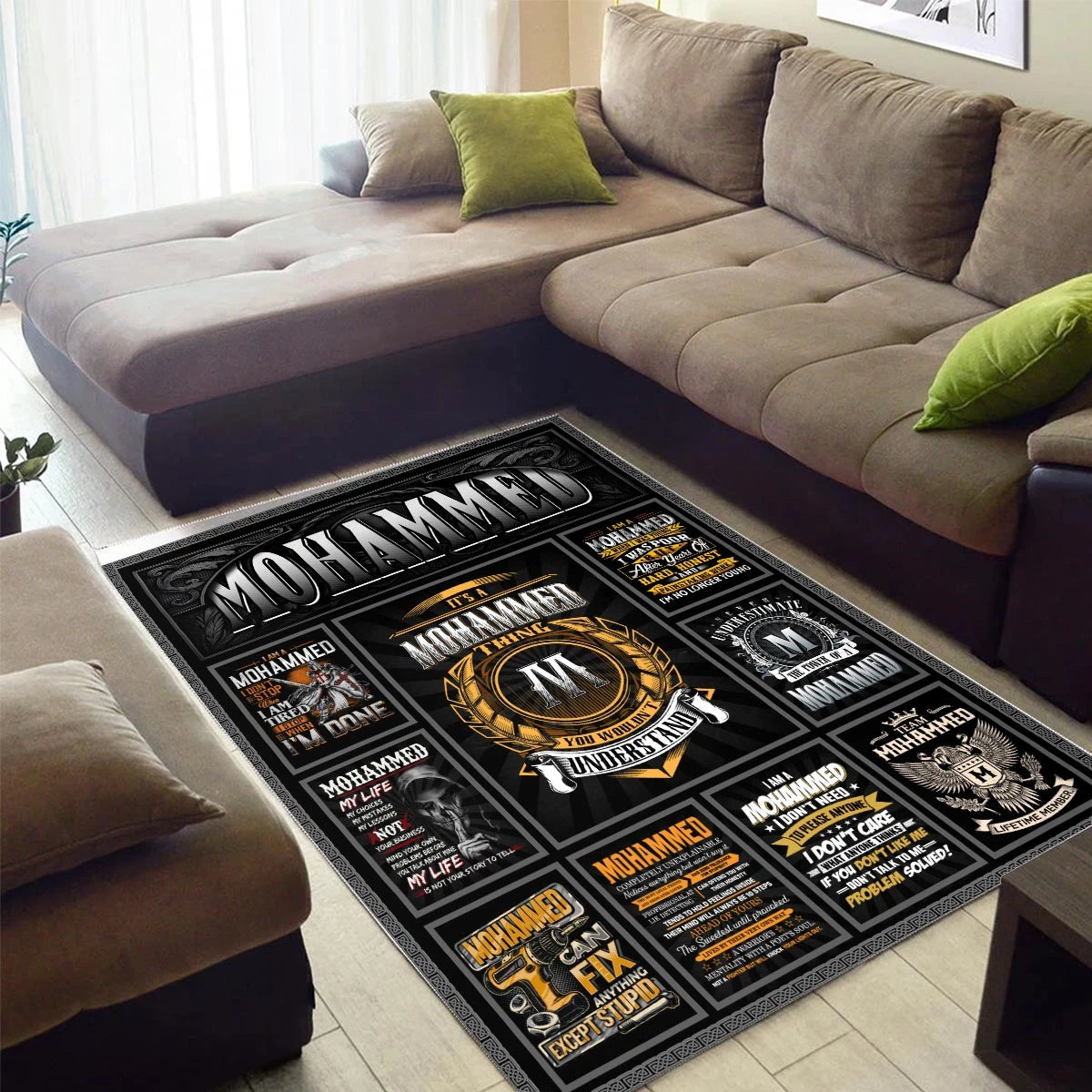 MOHAMMED Personalized Sponge Floor Mat – Custom Printed Home Decor 13K1-AR2
