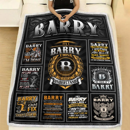 BARRY Personalized Blanket | Custom Name Cozy Throw Gift 13K1-BK2