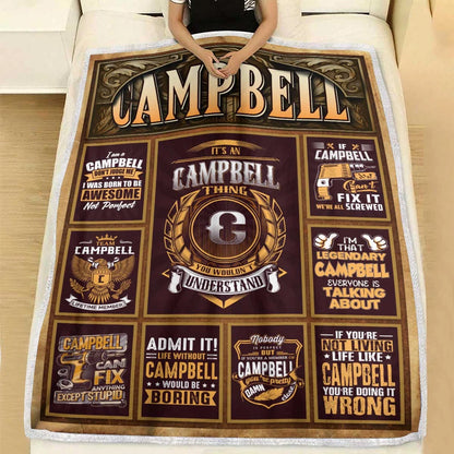 CAMPBELL Personalized Blanket | Custom Name Cozy Throw Gift 13K1-BK4