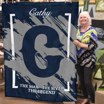 The Man The Myth The Legend Navy Baseball Fleece Blanket CATHY 13K1 BK17
