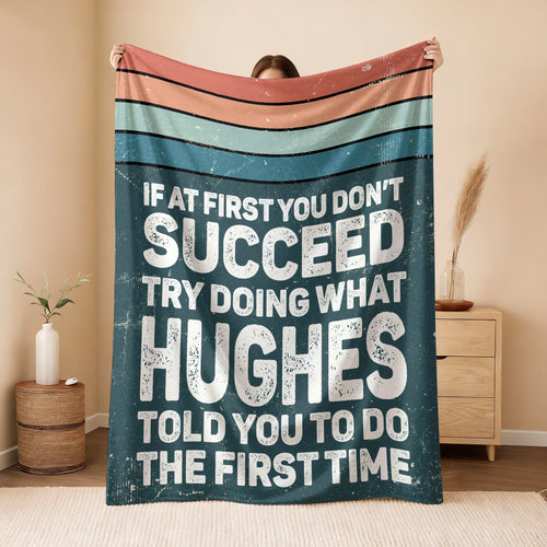 If At First You Don’t Succeed Retro Green Fleece Blanket HUGHES 13K1 BK29