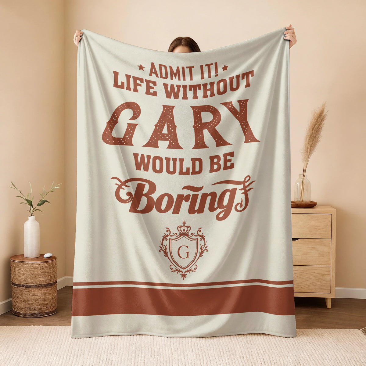 Life Without Your Name Would Be Boring Cream Terracotta Blanket GARY 13K1 BK24