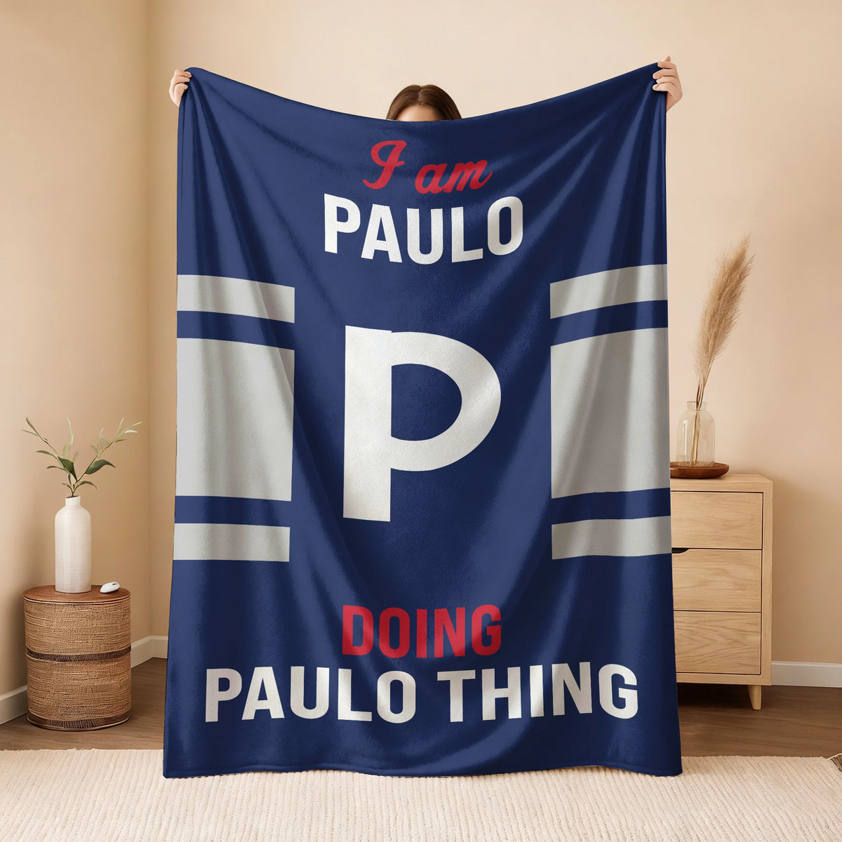 I'm Name Doing Name Things Navy Fleece Blanket PAULO 13K1 BK51