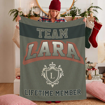 Team Your Name Lifetime Member Sage Green Fleece Blanket LARA 13K1 BK22