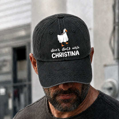 Don't Duck With Your Name Funny Washed Cap CHRISTINA 13K1 C129PF