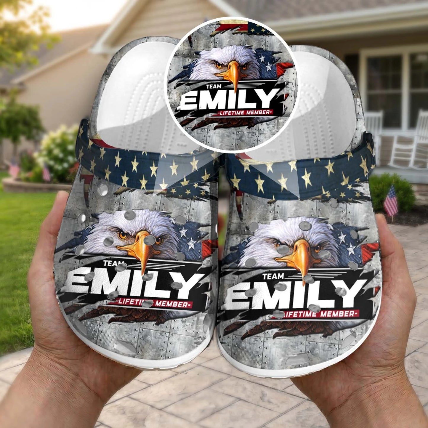 EMILY 13K1-CR1 Personalized Name Clogs "Team Lifetime Member"
