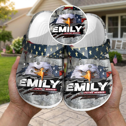 EMILY 13K1-CR1 Personalized Name Clogs "Team Lifetime Member"