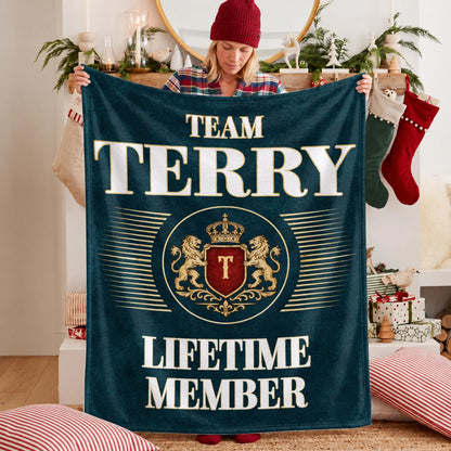 Team Your Name Lifetime Member Sage Green Fleece Blanket TERRY 13K1 BK42