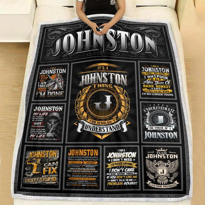 JOHNSTON Personalized Blanket | Custom Name Cozy Throw Gift 13K2-BK2