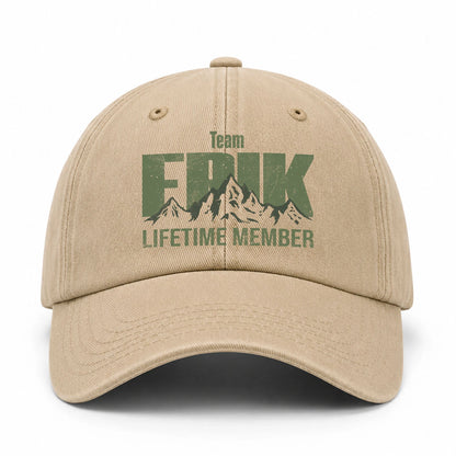 Team Your Name Lifetime Member Mountain Cap ERIK 13K1 C58PF
