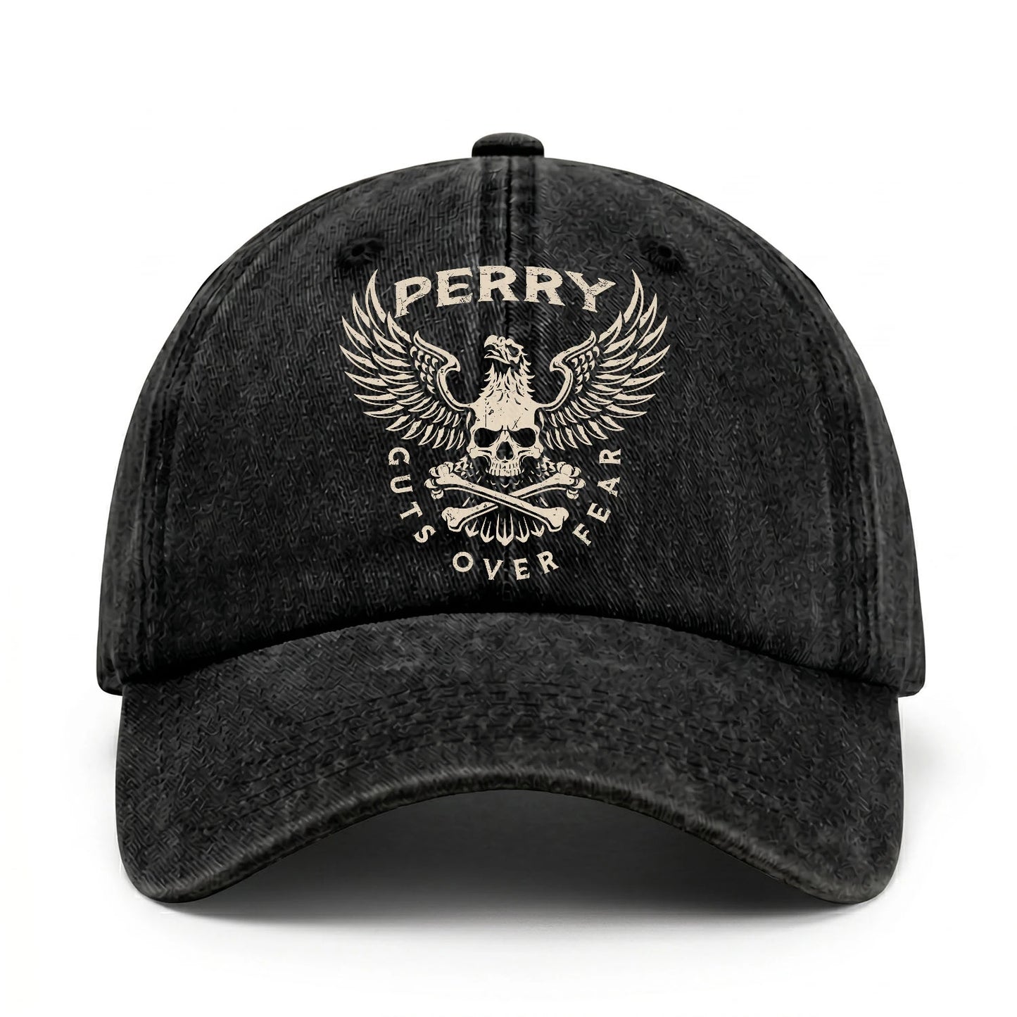 Your Name Guts Over Fear With Eagle And Skull Washed Cap PERRY 13K1 C75PF