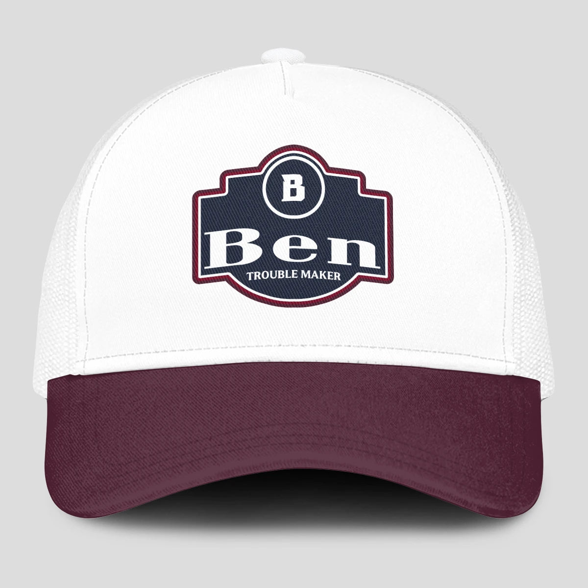 Trouble Maker Burgundy And White Funny Mesh Cap BEN 13K1 C201PF