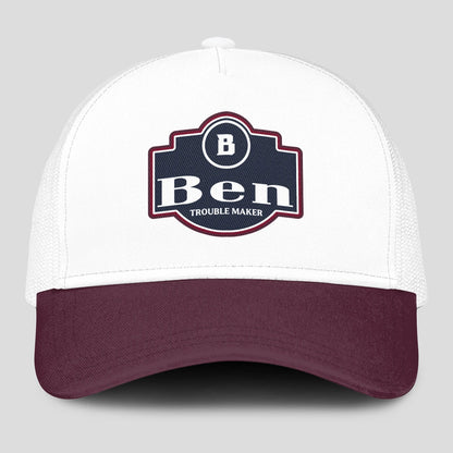 Trouble Maker Burgundy And White Funny Mesh Cap BEN 13K1 C201PF