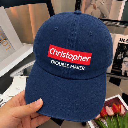 Trouble Maker Red Logo Washed Cap CHRISTOPHER 13K1 C140PF