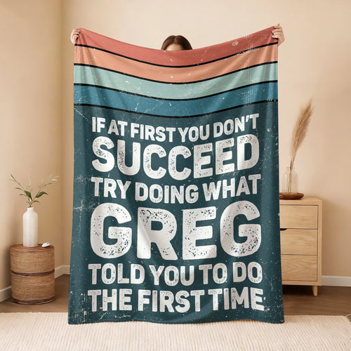 If At First You Don’t Succeed Retro Green Fleece Blanket GREG 13K1 BK29