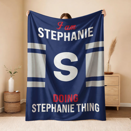 I'm Name Doing Name Things Navy Fleece Blanket STEPHANIE 13K1 BK51
