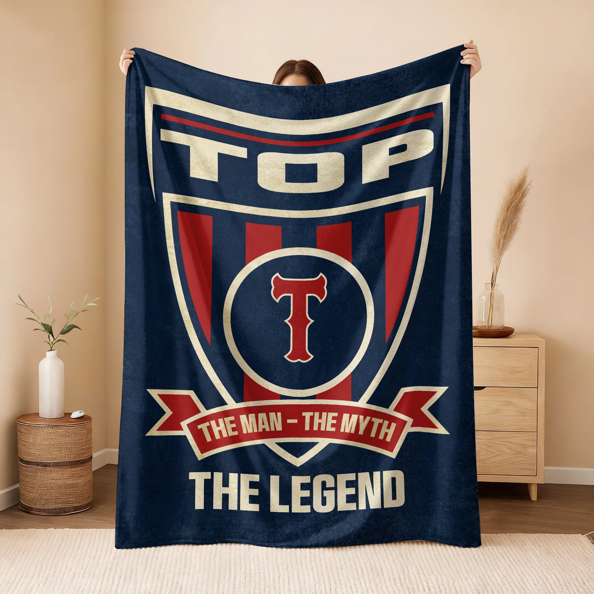 The Man The Myth The Legend Blue Burgundy Baseball Blanket TOP 13K1 BK18