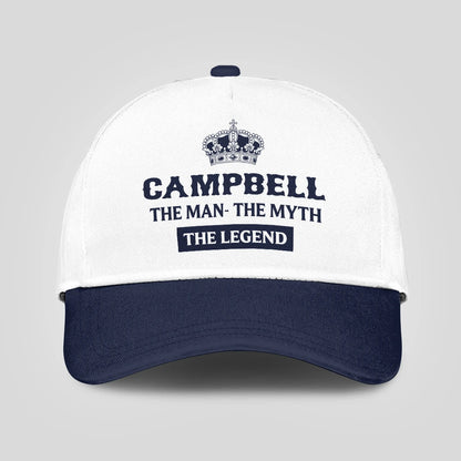 The Man The Myth The Legend King Crown Blue And White Cap CAMPBELL 13K1 C147PF