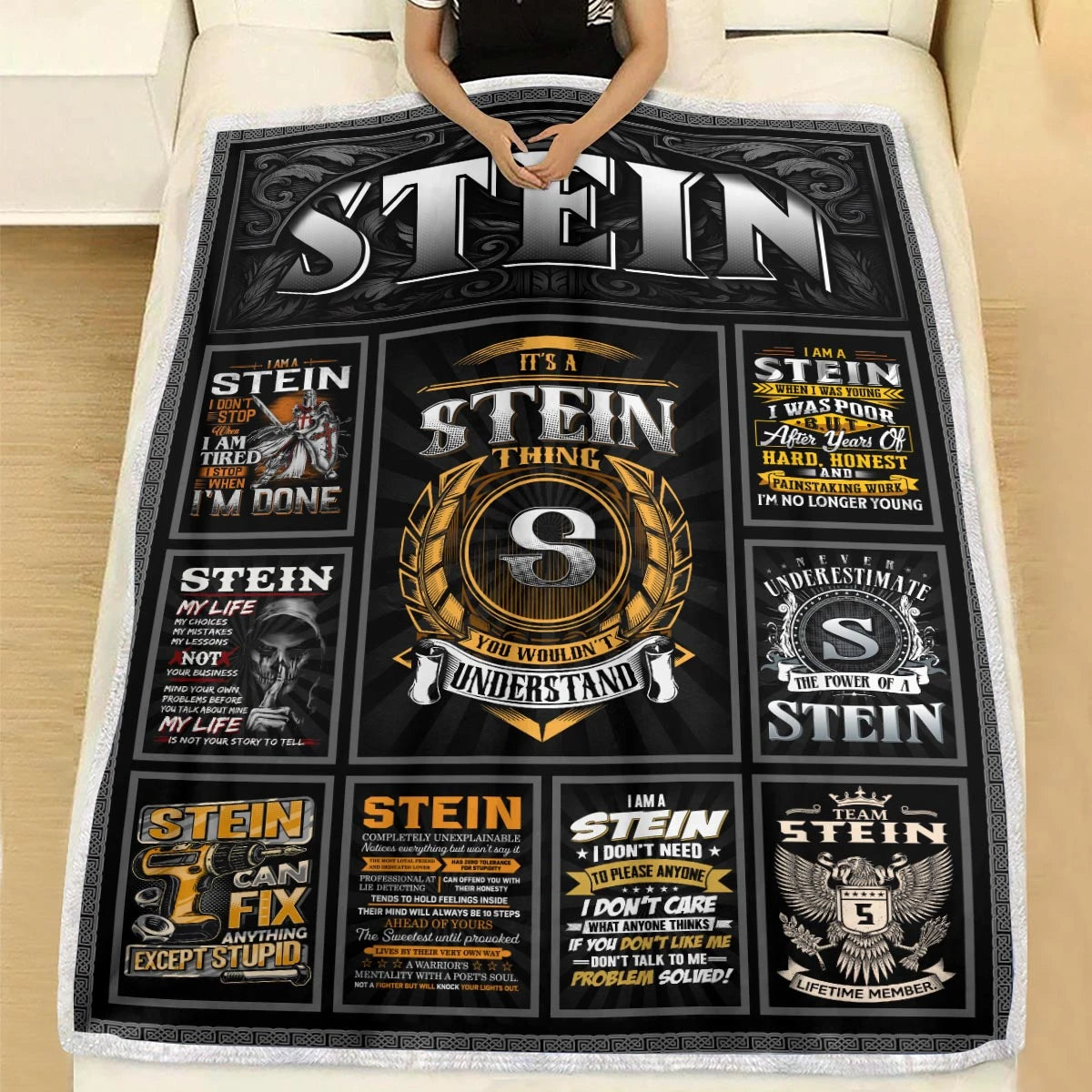 STEIN Personalized Blanket | Custom Name Cozy Throw Gift 13K4-BK2