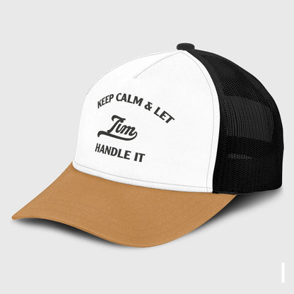 Keep Calm & Let Your Name Handle It Yellow And White Mesh Cap TIM 13K1 C205PF