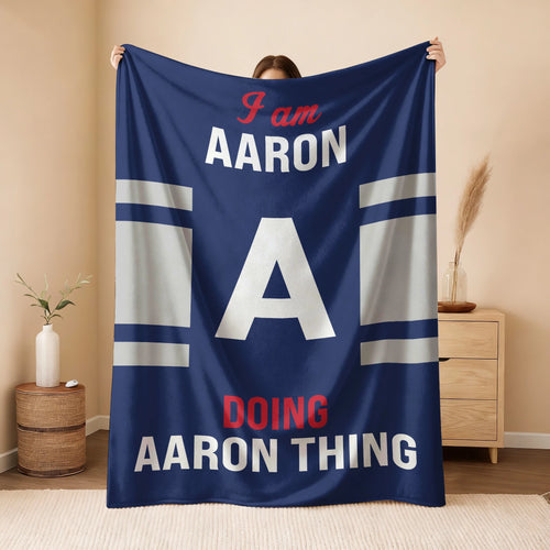 I'm Name Doing Name Things Navy Fleece Blanket AARON 13K1 BK51