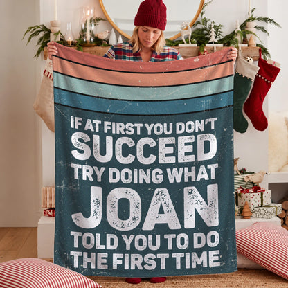 If At First You Don’t Succeed Retro Green Fleece Blanket JOAN 13K1 BK29