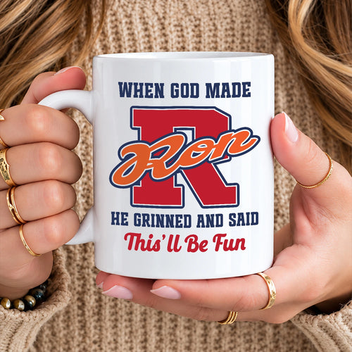 When God Made Your Name Personalized Baseball Mug RON 13K1 MG07