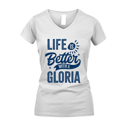 GLORIA 13K1-116 Personalized Name Quote T-Shirt Life Is Better With Unisex Gift