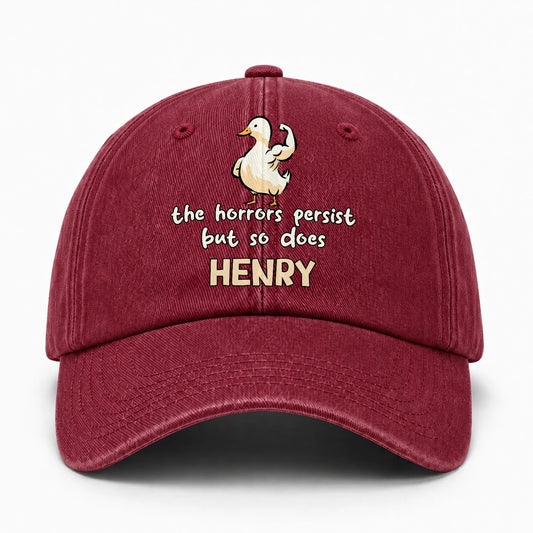 The Horrors Persist But So Does Your Name Funny Goose Burgundy Washed Cap HENRY 13K1 C126PF
