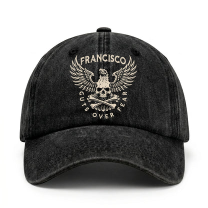 Your Name Guts Over Fear With Eagle And Skull Washed Cap FRANCISCO 13K1 C75PF