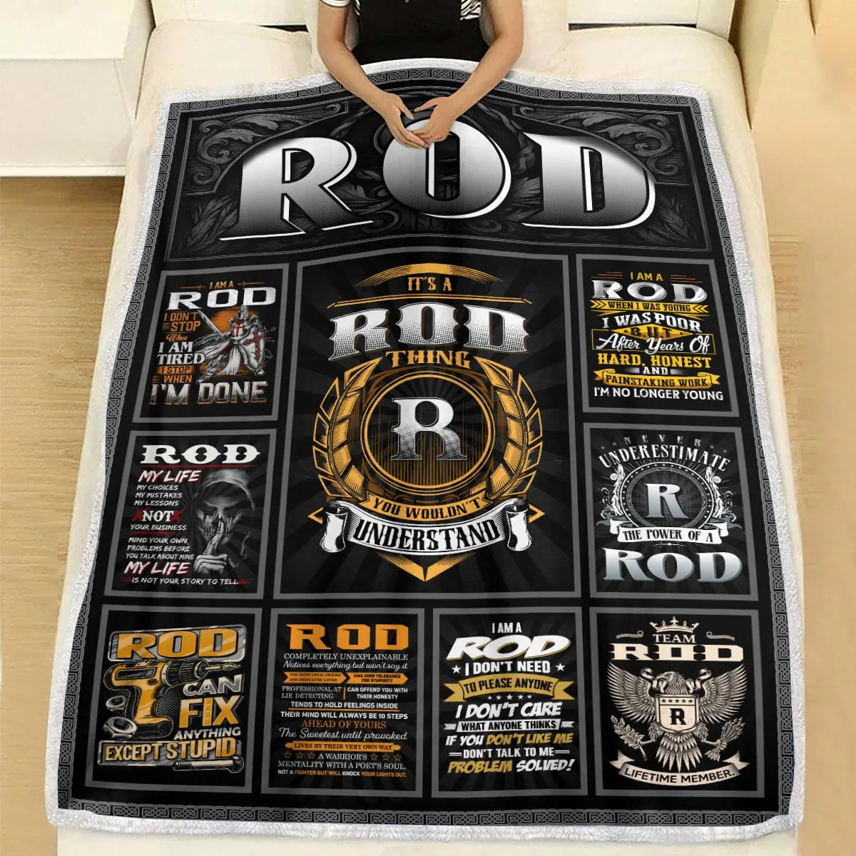 ROD Personalized Blanket | Custom Name Cozy Throw Gift 13K3-BK2